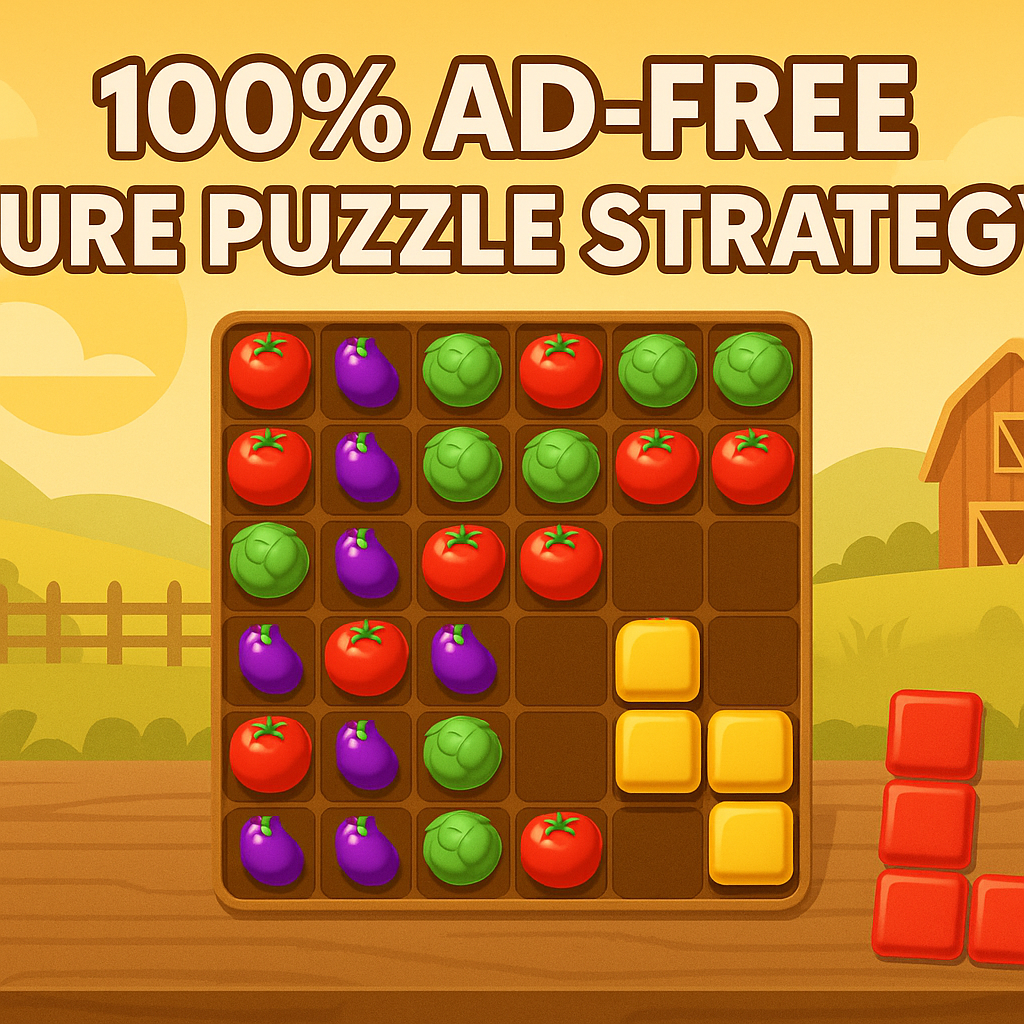 Block Blast X ad-free puzzle game philosophy with farm-themed browser design