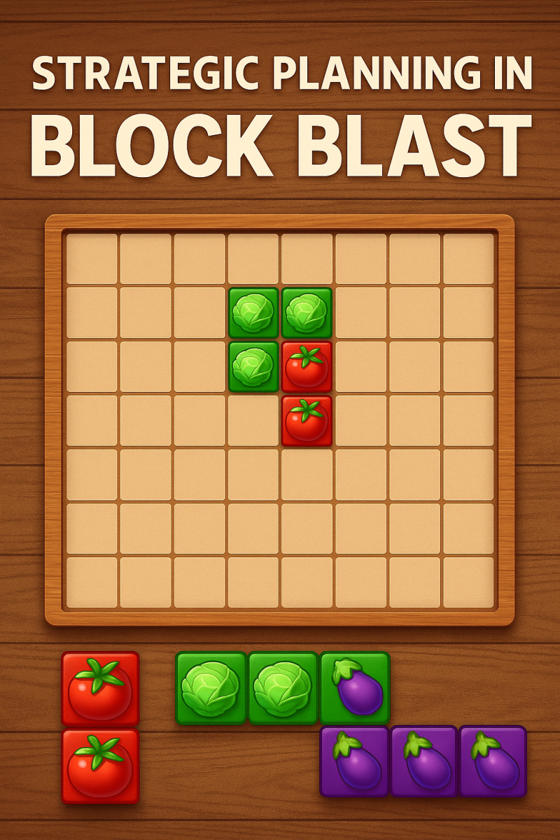 Block Blast browser puzzle game strategy planning with farm-themed blocks
