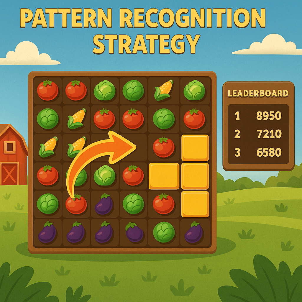Block Blast X gameplay highlighting pattern recognition in farm-themed puzzle grid
